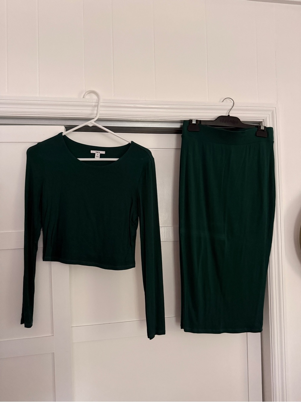 Bar III Deep Green Midi Pencil Skirt and Top